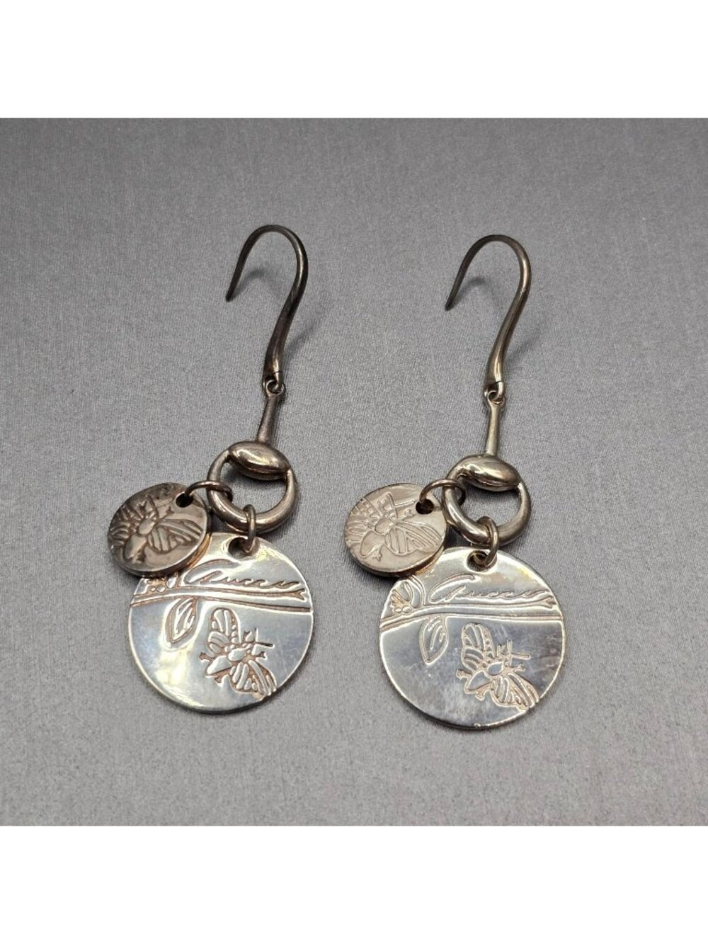 Gucci Metal Horsebit Bee Drop Earrings 2" Fashion Runway Collection - Picture 1 of 9